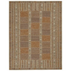 Rug & Kilim's skandinavischer Stil-Kilim mit beige-braunen, geometrischen Mustern