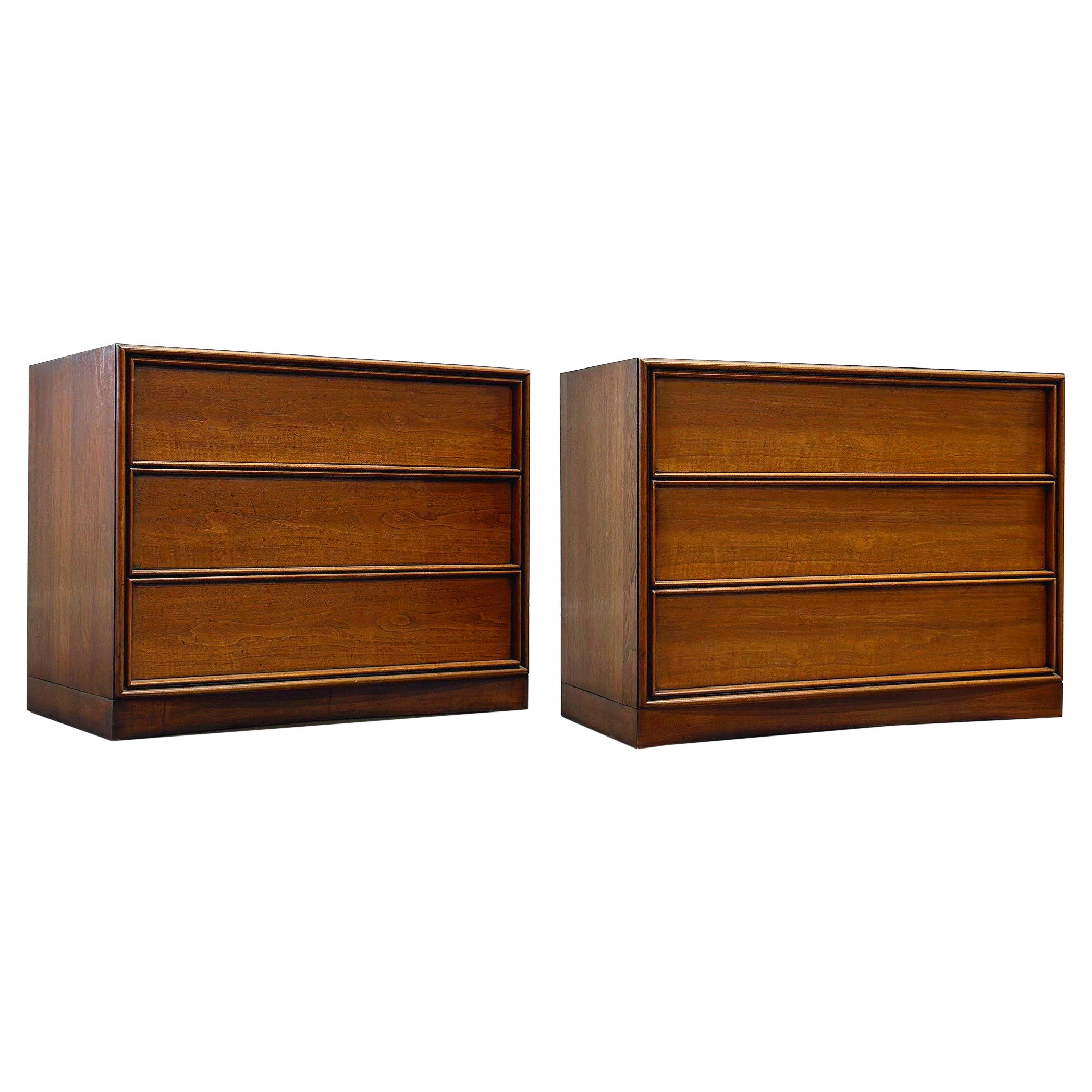 Pair Dresser Chests by TH Robsjohn Gibbings for Widdicomb - Walnut Nightstands