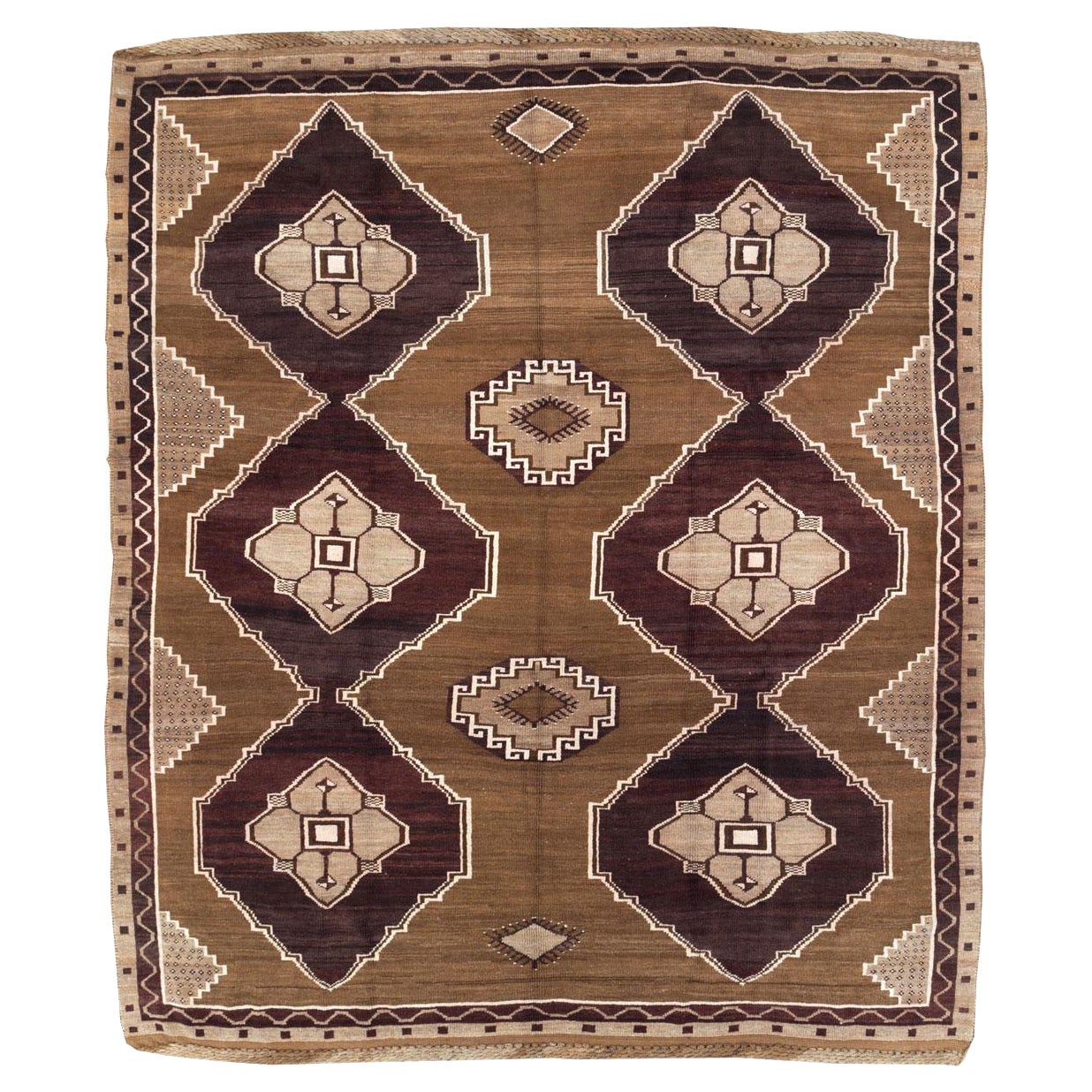 Mid-20th Century Handmade Turkish Anatolian Tribal Room Size Carpet For Sale