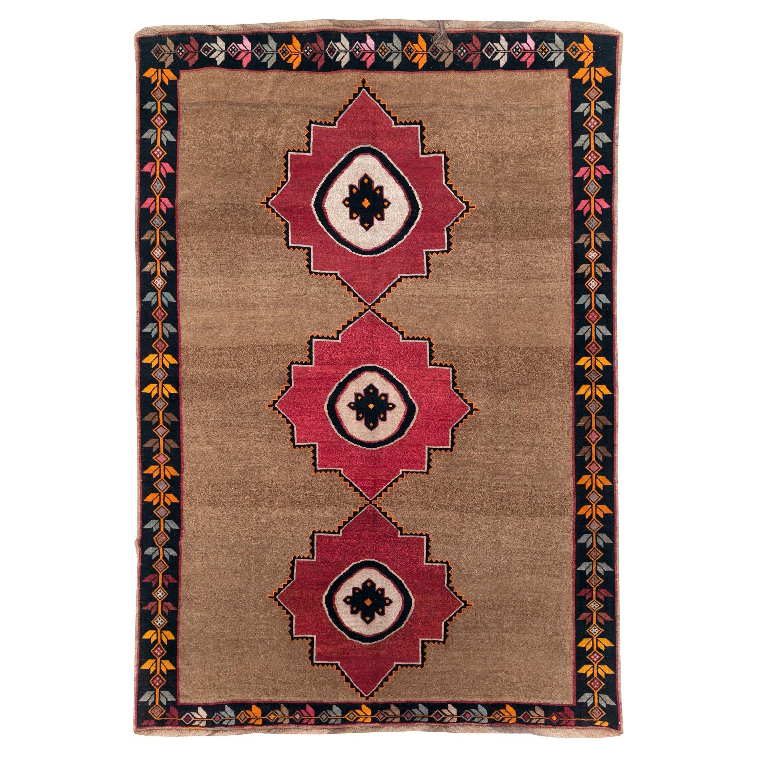 Mid-20th Century Handmade Turkish Anatolian Tribal Room Size Carpet For Sale