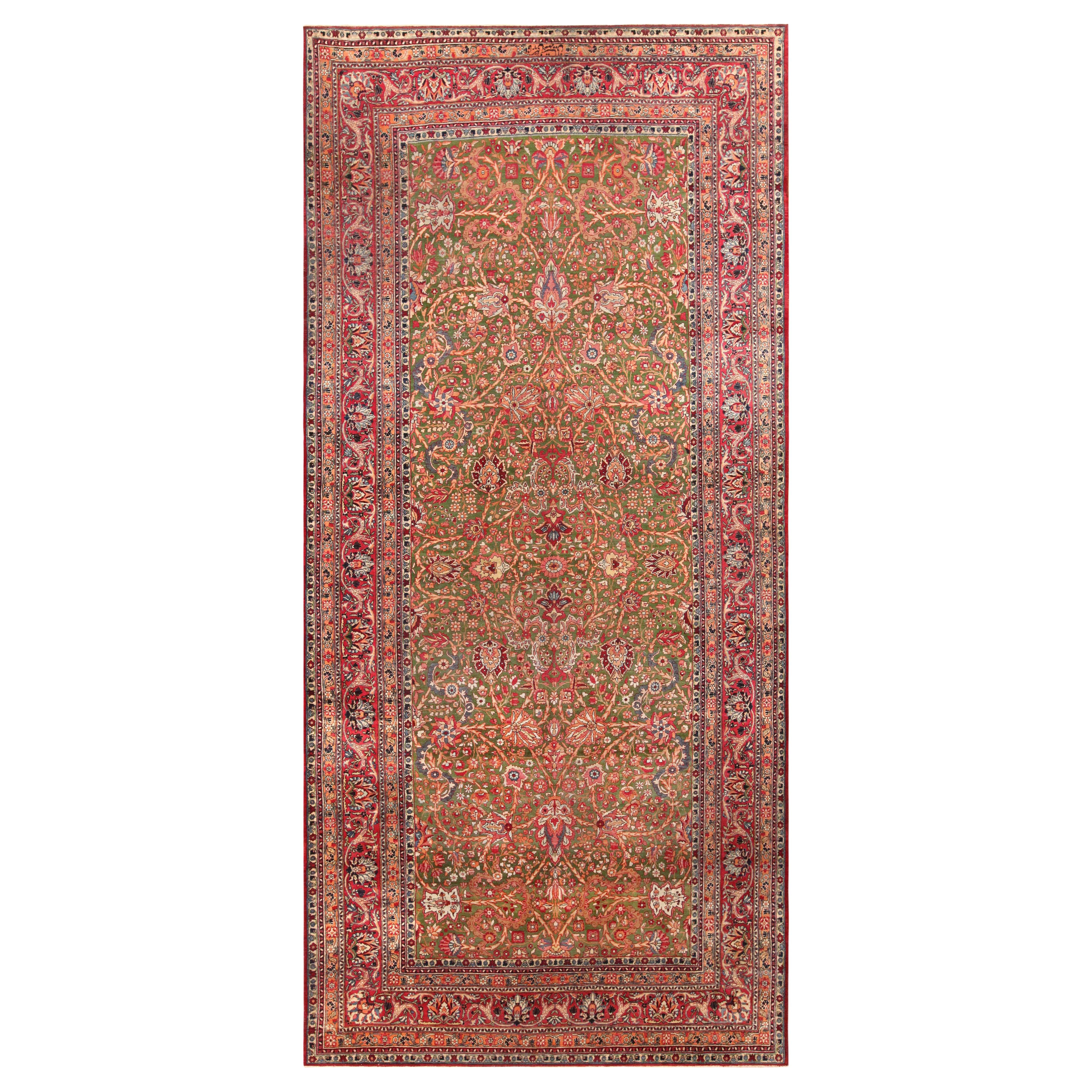 Gallery Size Antique Persian Tehran Rug. 7 ft x 15 ft 1 in For Sale
