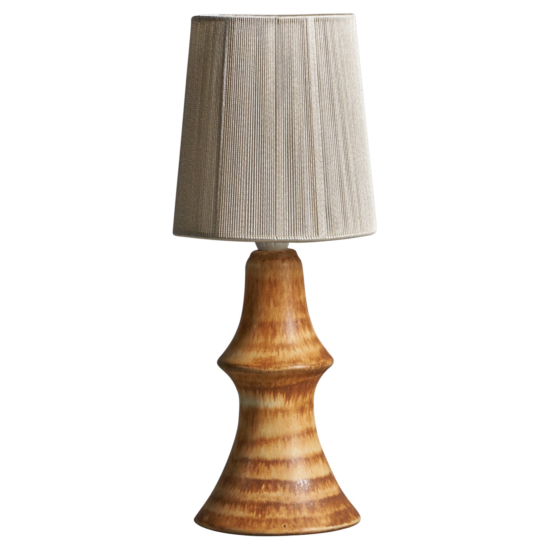 Bruno Karlsson, Table Lamp, Stoneware, Fabric, Sweden, 1960s For Sale
