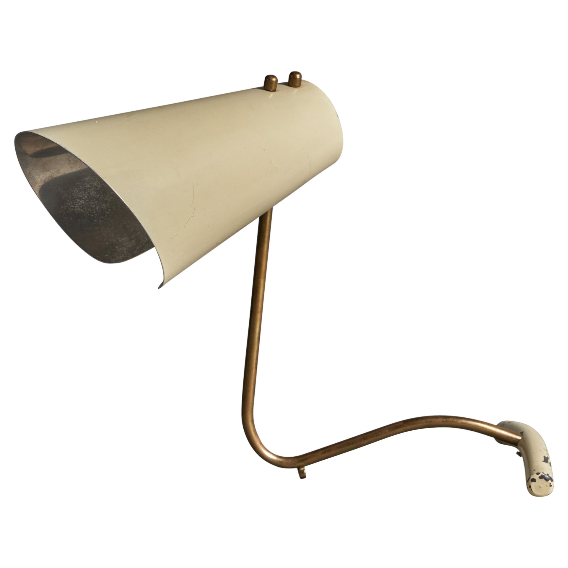 Valinte Oy, Table Lamp, Brass, Metal, Finland, 1940s