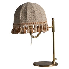 Nya Öia, Table Lamp, Brass, Fabric, Sweden, 1970s