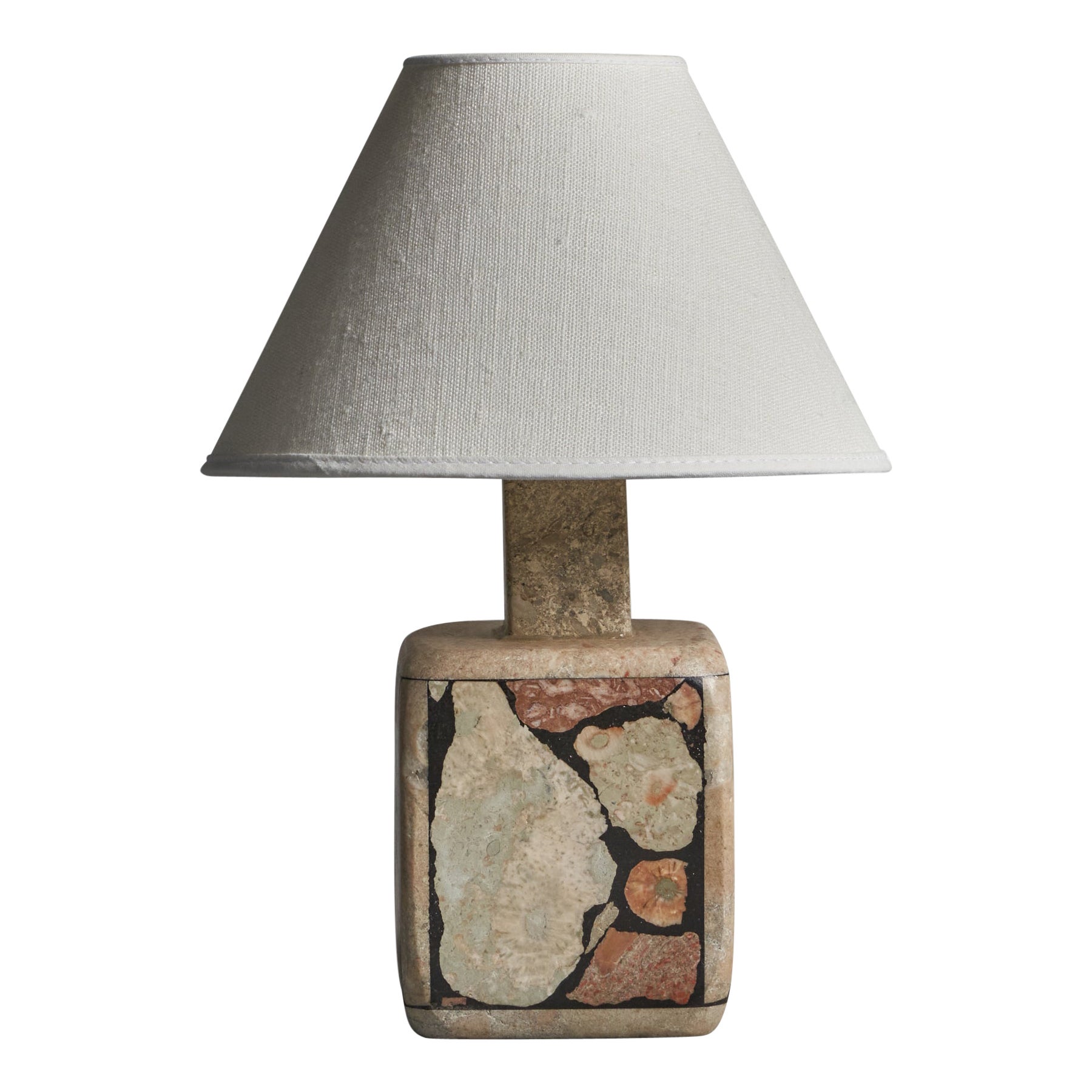 Swedish Designer, Table Lamp, Fossil Stone, Sweden, 1970s