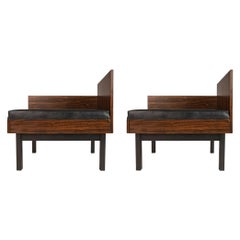 Set of Two ( 2 ) Modular Benches Kissing Benches in Rosewood Laminate, c. 1950's