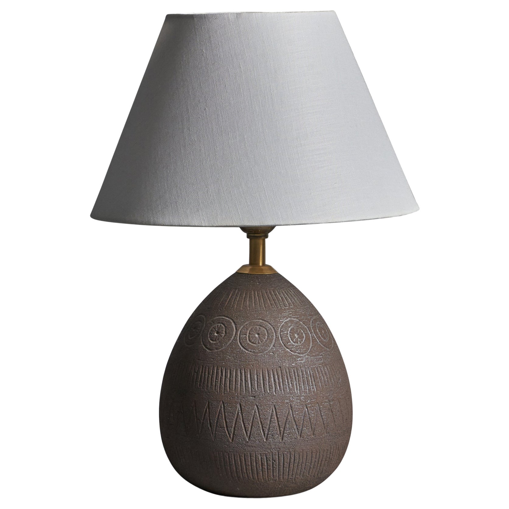 Elsi Bourelius, Lampada da tavolo, gres, ottone, Svezia, anni '60