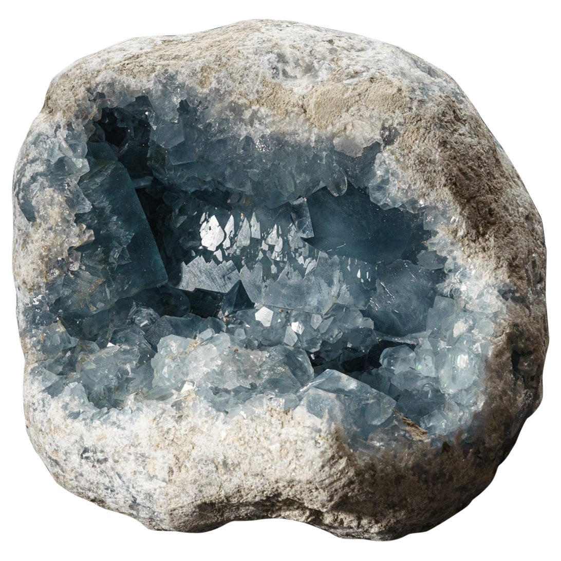 Blue Celestite Cluster Geode From Sankoany, Ketsepy Mahajanga, Madagascar (14 lb For Sale