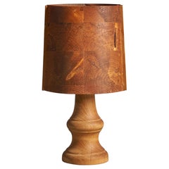 Vintage Swedish Designer, Table Lamp, Pine, Sweden, 1970s