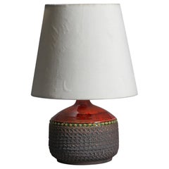 Klase Höganäs, Table Lamp, Stoneware, Velvet, Sweden, 1960s