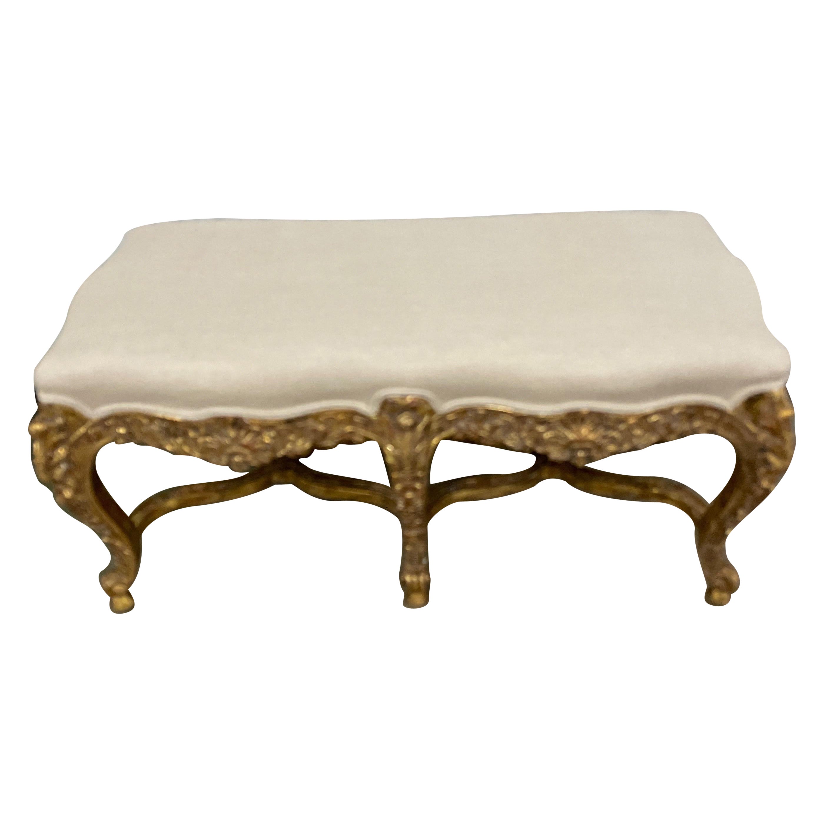 Antique Gilded Italian Rococo Bench For Sale