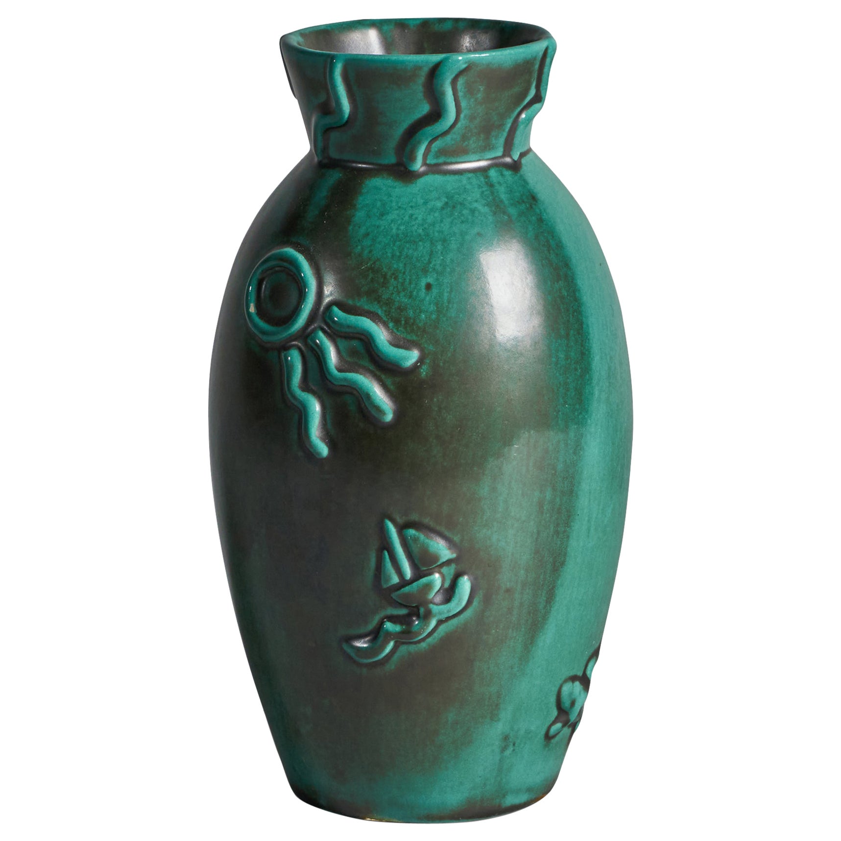 Upsala Ekeby, Vase, Earthenware, Sweden, 1930s For Sale