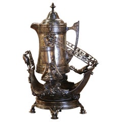 Reed & Barton Samovar aus dem frühen 20. Jahrhundert auf separatem Sockel mit Kelchen