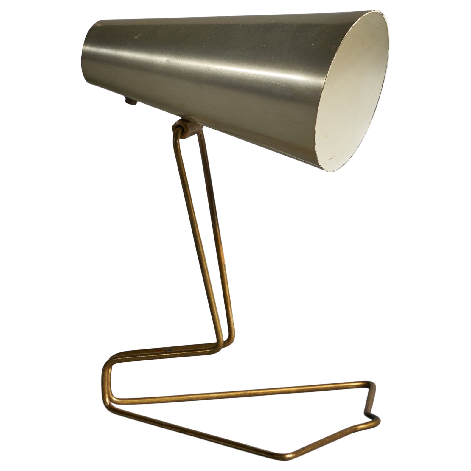 Idman, Table Lamp, Brass, Metal, Finland, 1940s For Sale