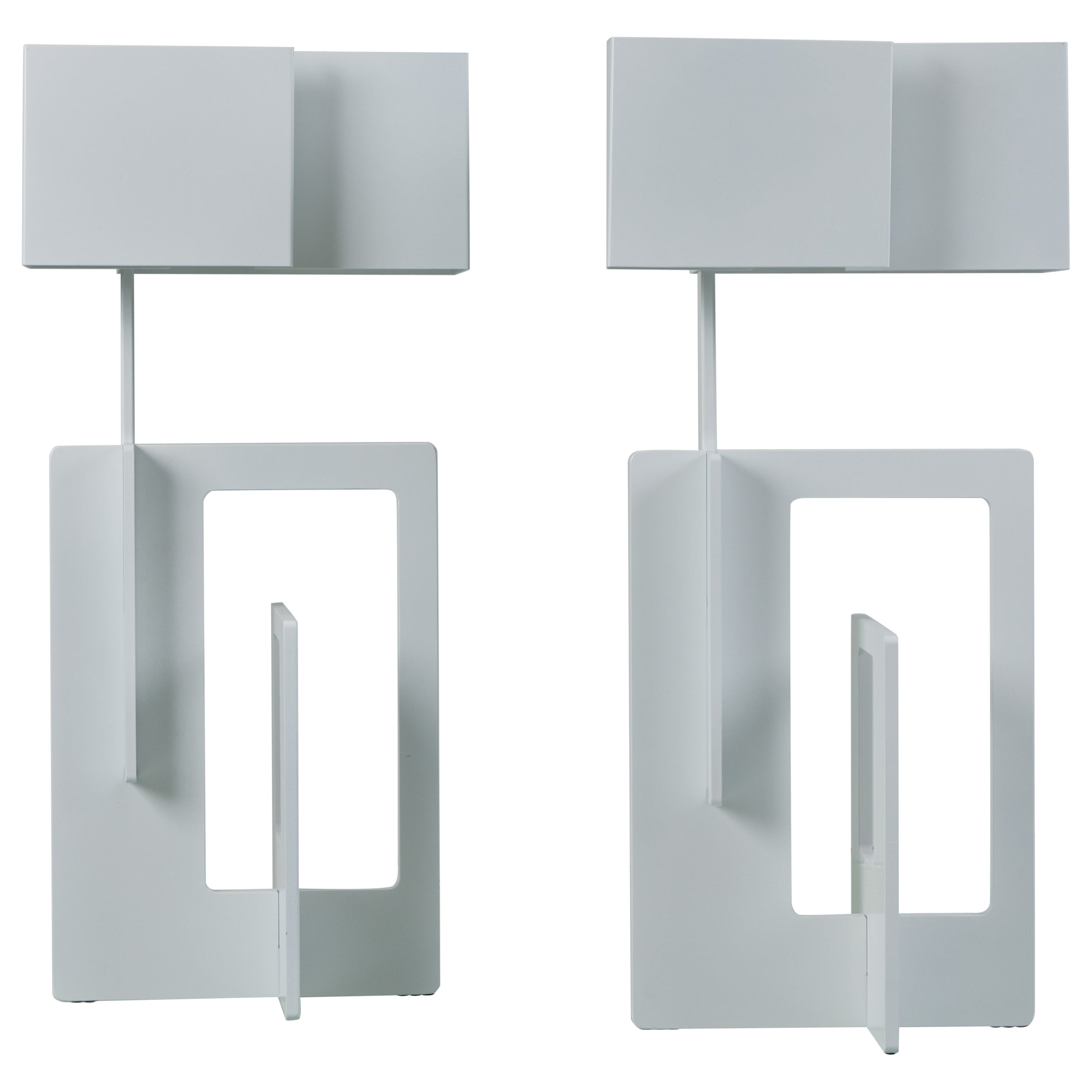 A Pair of "Kit" White Sculptural Lamps,  Gaspare Asaro for Esperia For Sale