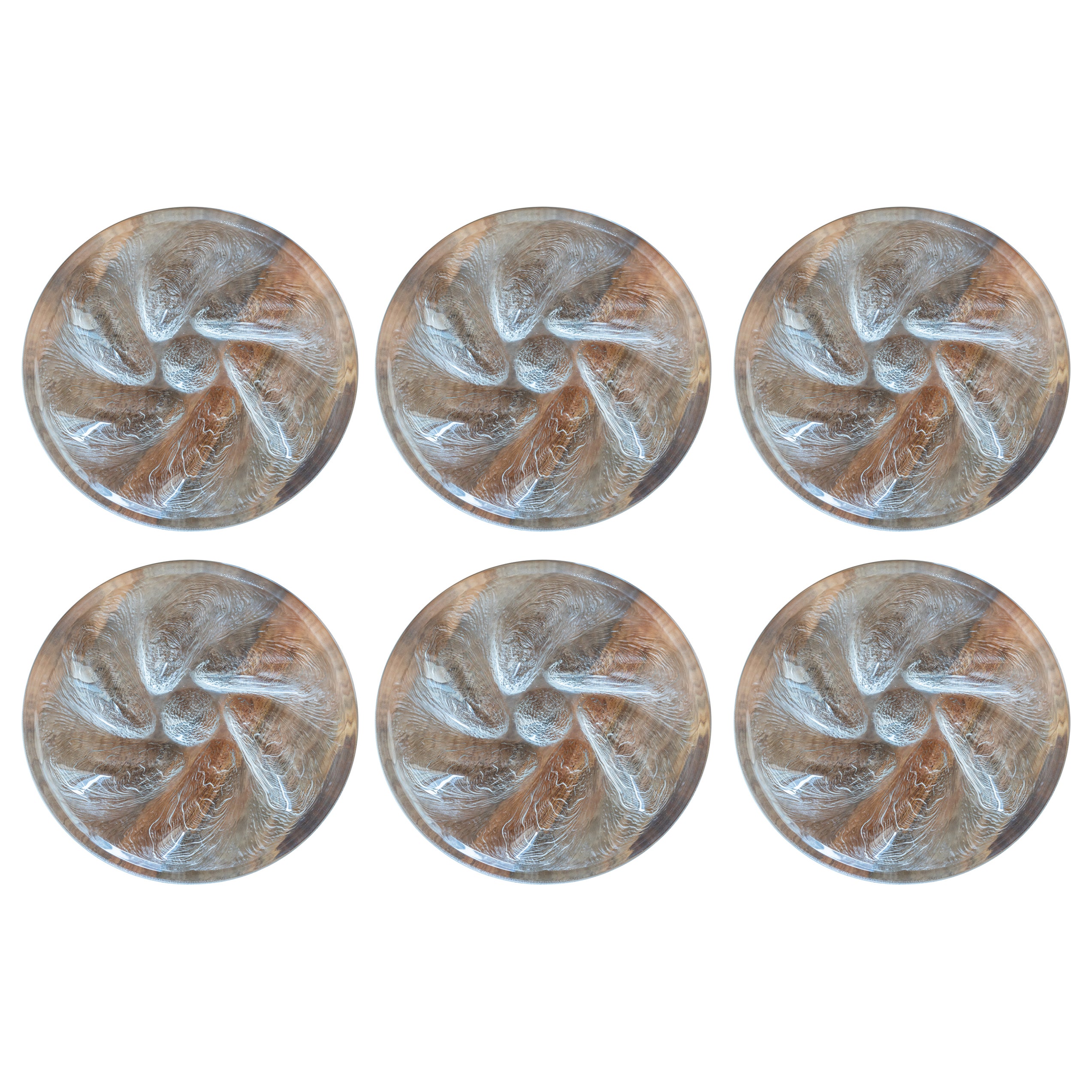 Set Of 6 Arcoroc Oyster Plates