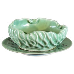 Französische Celadon Schale & Teller