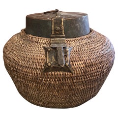 Vintage Handmade Woven Food Container From Java