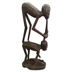 Sculpture vintage en bois noir Makondé de Tanzanie