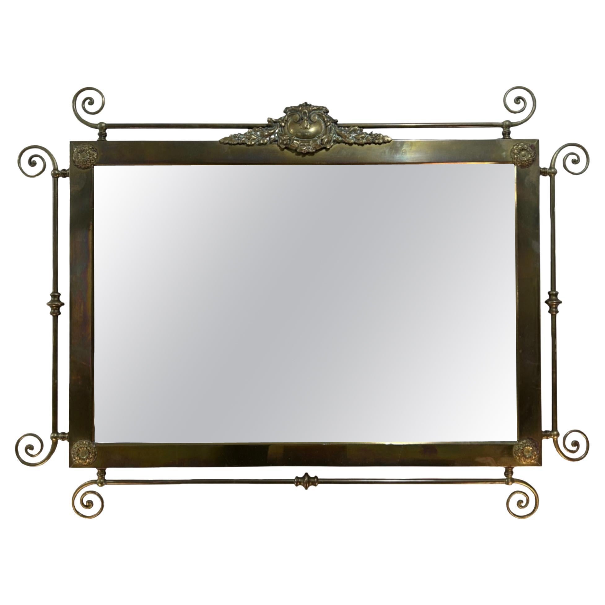 Victorian Era Brass Mirror For Sale