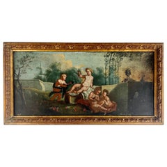 19th C. Italian Oil on Canvas w/ Cherubs