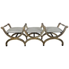 Silvered 3-part Borghese Bench  C. 1930's