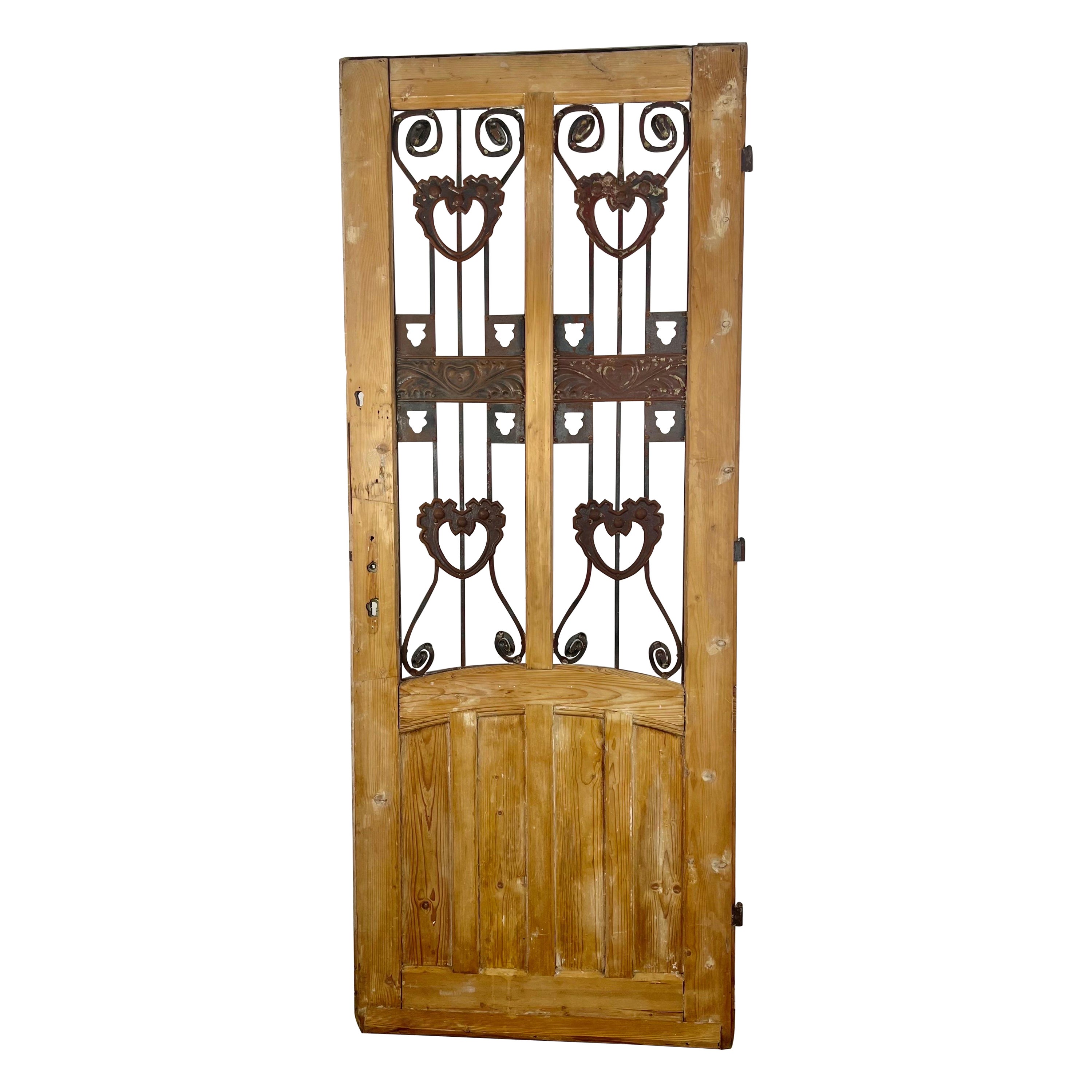 Italian Wood & Wrought Iron Door C. 1930's