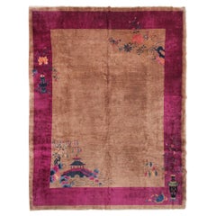 Tappeto antico Art Deco Tappeto antico cinese Walter Nichols 1920 9x12 277cm x 348cm