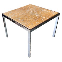 DIA Fossilized Stone Steel Dining Table Vintage Mid-Century Post-Modern