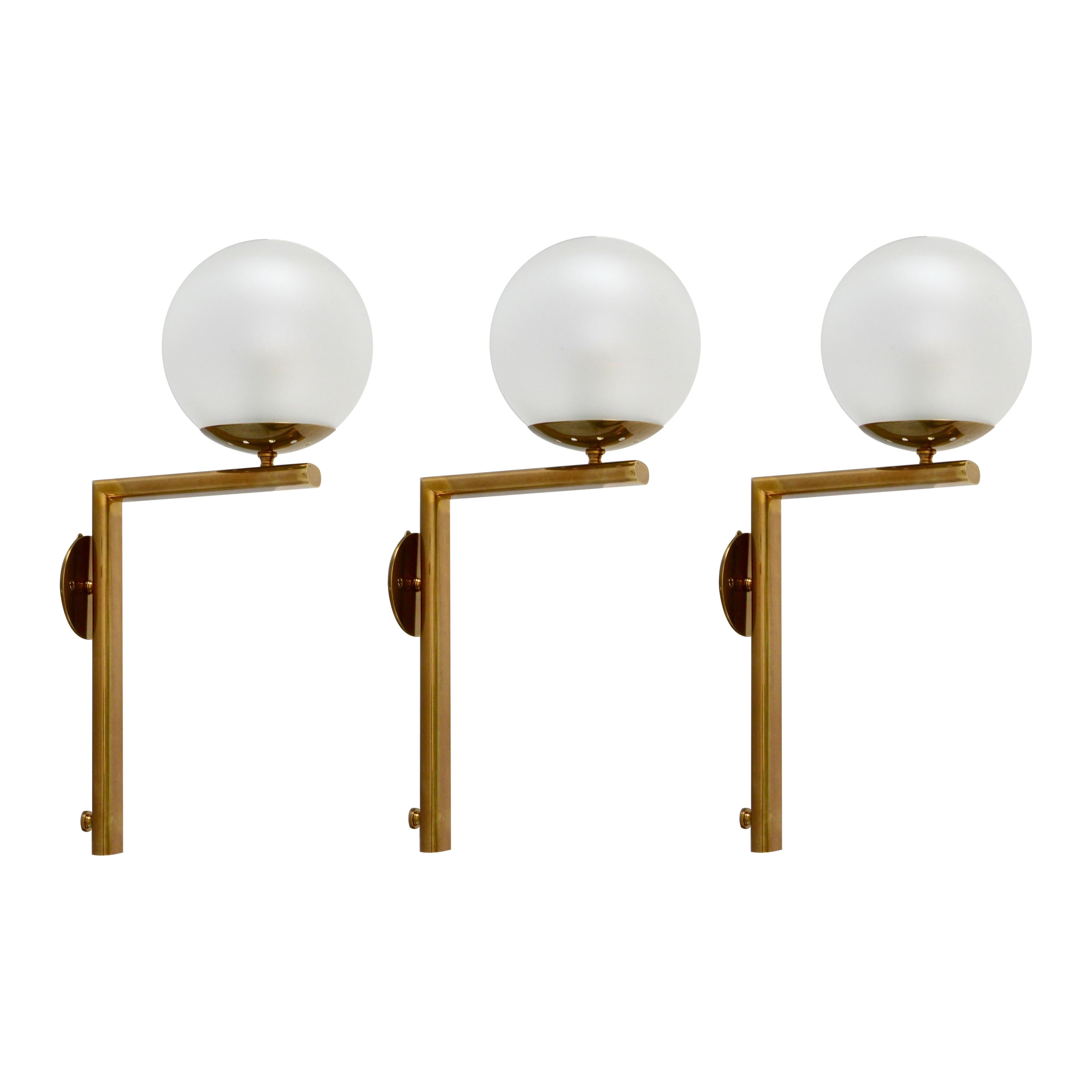 (3) 1950s L Globe Sconces For Sale