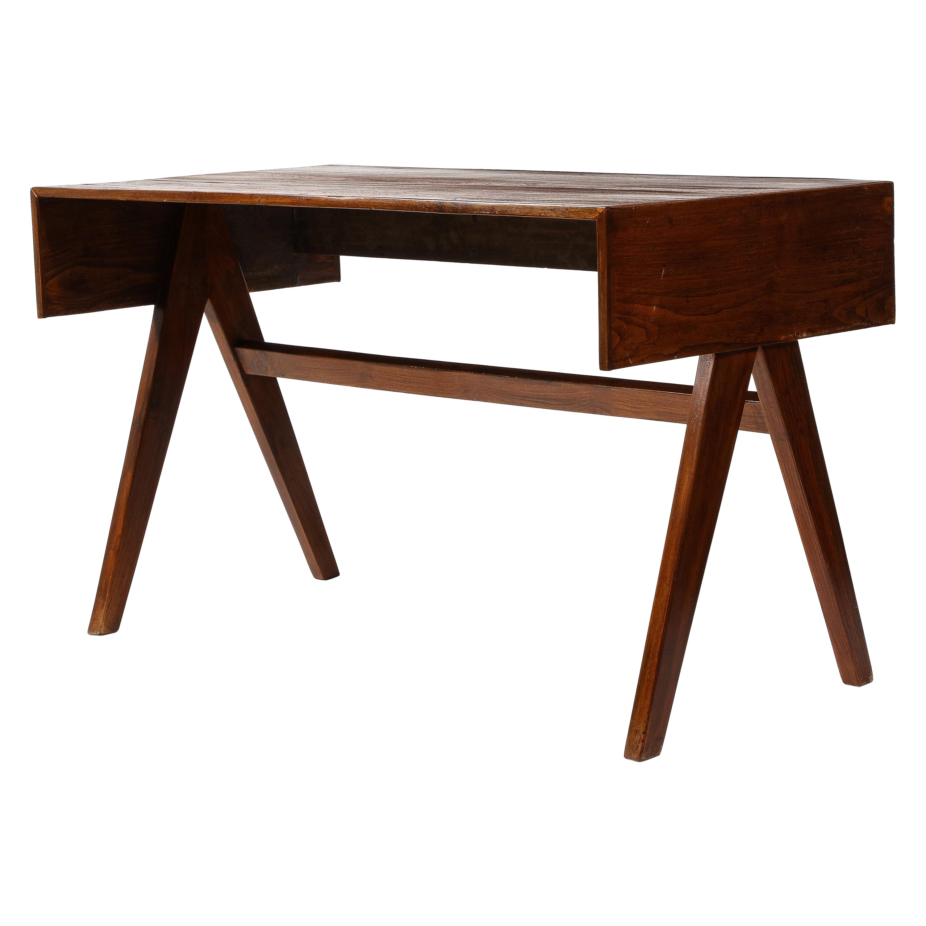 Pierre Jeanneret Style Mid-Century 'Student' Compass Desk, India 1960's