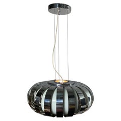 Retro Space-age chandelier in chrome and lacquered steel from the 70s