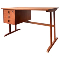 Danish teak desk with open bookcase back in the style of Arne Vodder 