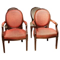 Set of 4 antique mahogany dining room chairs Louis Seize 1780-1810