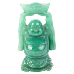 Sculpture de Bouddha en jade sculpté chinois du 19ème siècle Qing