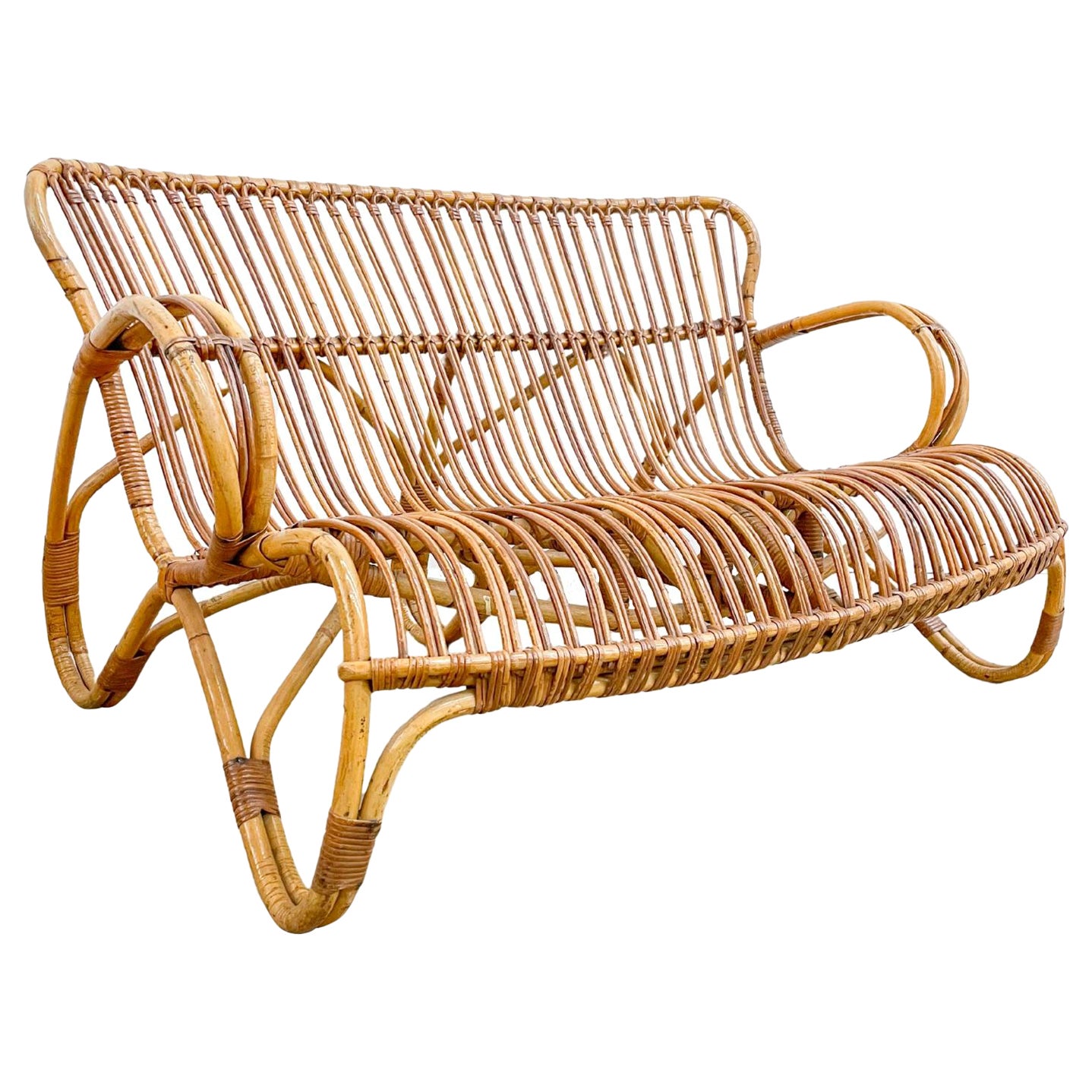 Vintage Sculptural Bamboo Sofa by Rohe Noorwolde, 1960s For Sale
