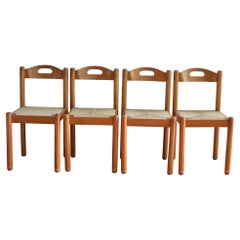 Set of 4 Rush Papercord Dining Chairs, Made in Italy