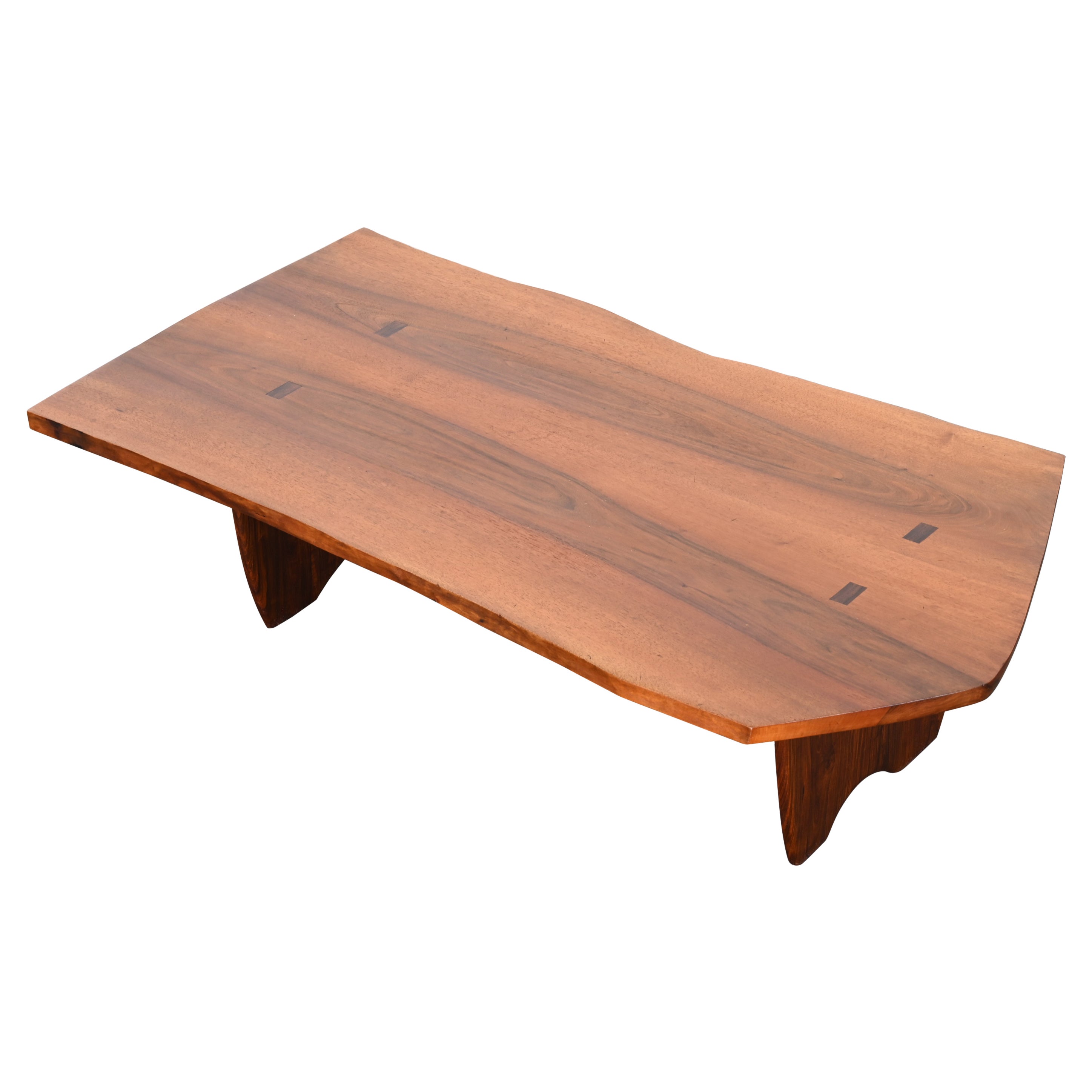 Live Edge Solid Walnut and Rosewood Coffee Table by Richard Rothbard, 1968