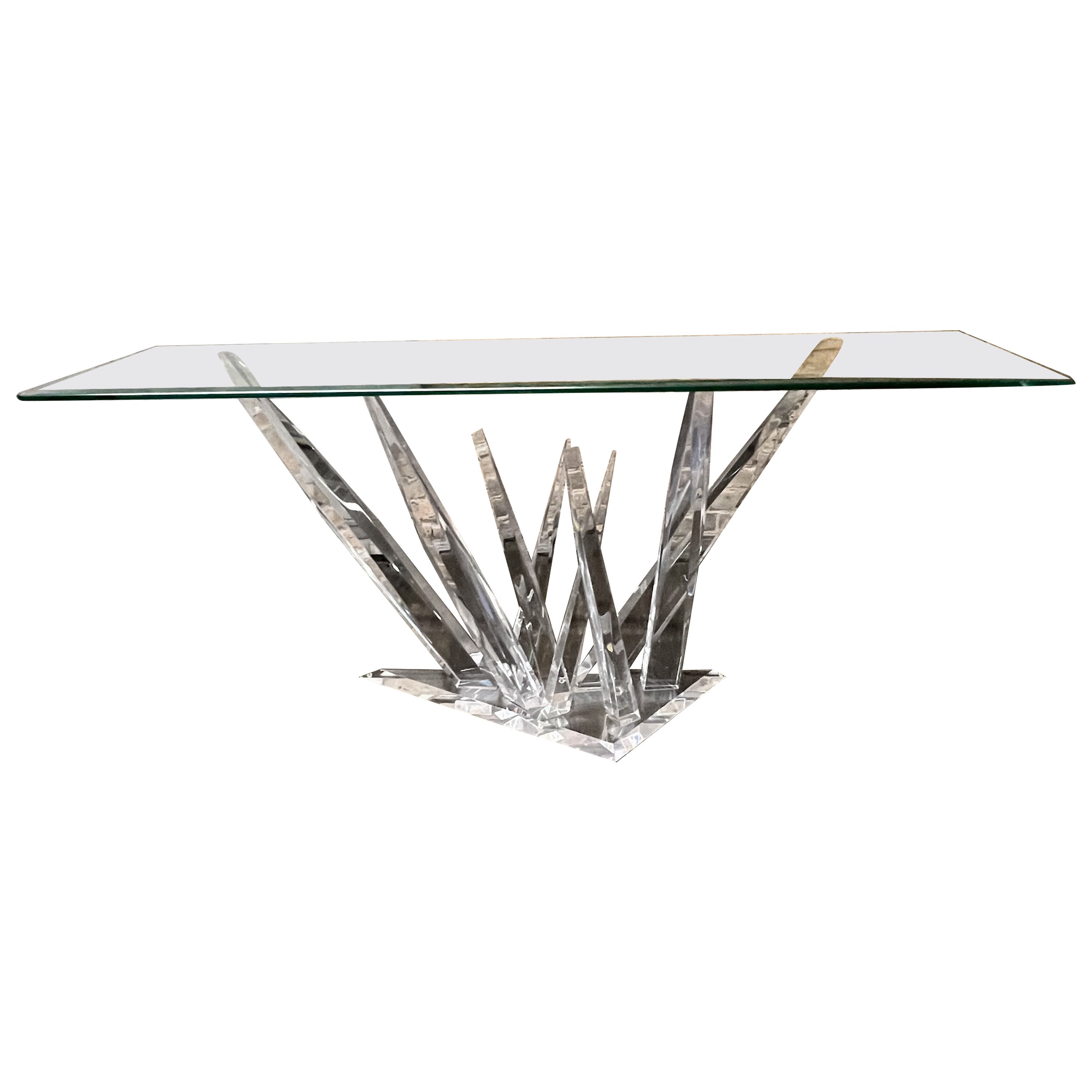 Lucite and Glass Stalagmite Console Table For Sale