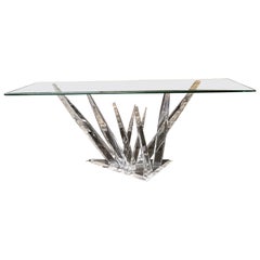 Table console en lucite et verre de type Stalagmite