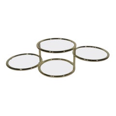 Post Modern Hollywood Regency Mechanical Expanding Brass and Glass  Disk Table