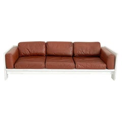 Mid-Century "Bastiano" Leather and Beech Sofa by Tobia Scarpa, Italy 1962