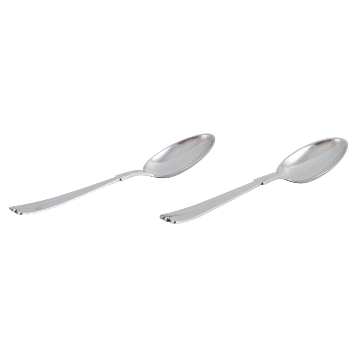 Hans Hansen silverware no. 7. Two Art Deco table spoons in Danish 830 silver.  For Sale