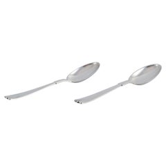 Hans Hansen silverware no. 7. Two Art Deco table spoons in Danish 830 silver. 