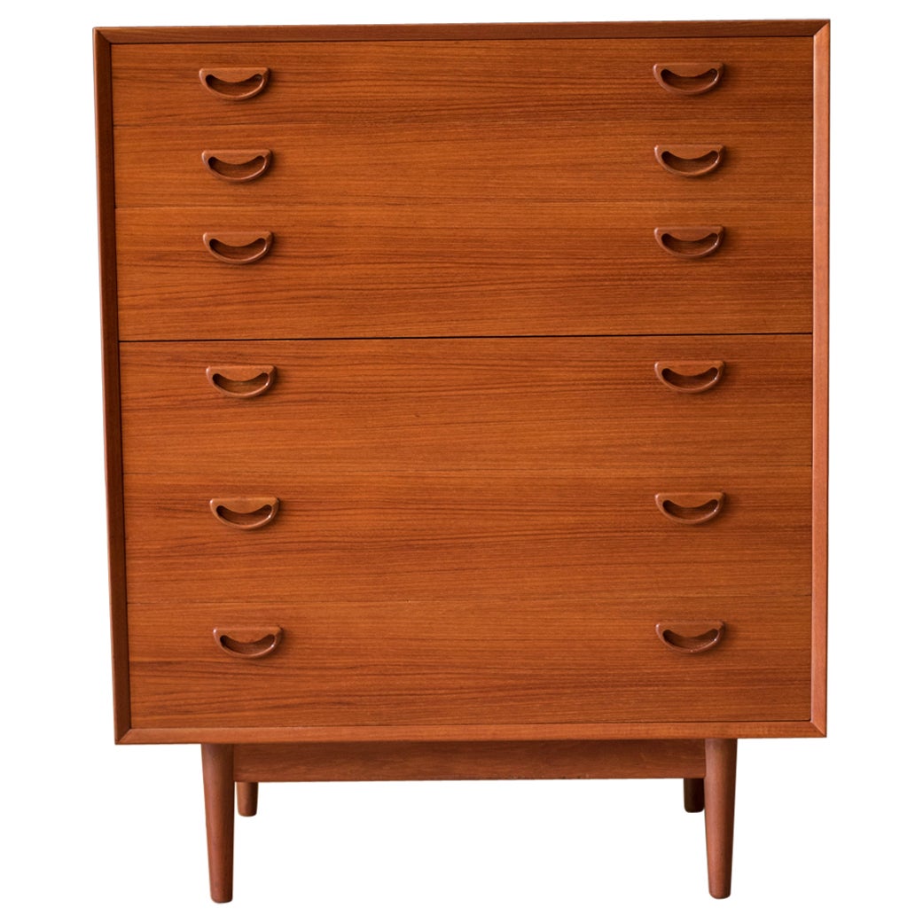 Teak Vintage Scandinavian Tall Highboy Dresser Chest