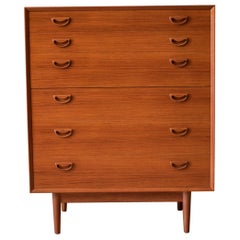 Teak Vintage Scandinavian Tall Highboy Dresser Chest