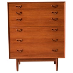 Teak Vintage Scandinavian Tall Highboy Dresser Chest