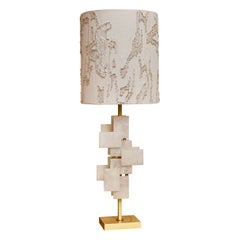 "Tiles" table lamp in alabaster by Studio Glustin