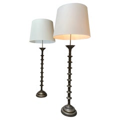 Pair of solid bronze floor lamps France circa 1970