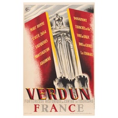 Vintage Jeannet, Original Railways Poster, Verdun, WW1, Soldier, Warrior, Sword, 1930